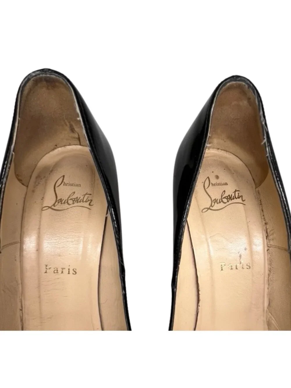 Christian Louboutin Black Patent Cork Wedge Pumps 40